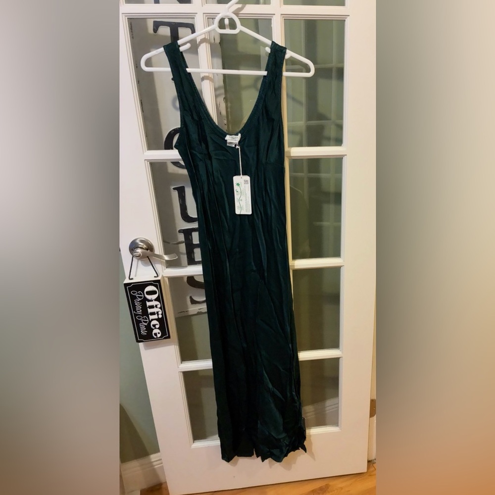 NWT Ghost London Emerald Green Satin Maxi Slip Dress Size S EcoVero